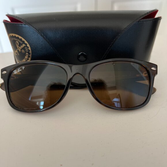 RAY-BAN "New Wayfarer" Classic Polarized Sunglasses - Size 55-18 - Brown - EUC - Picture 11 of 12
